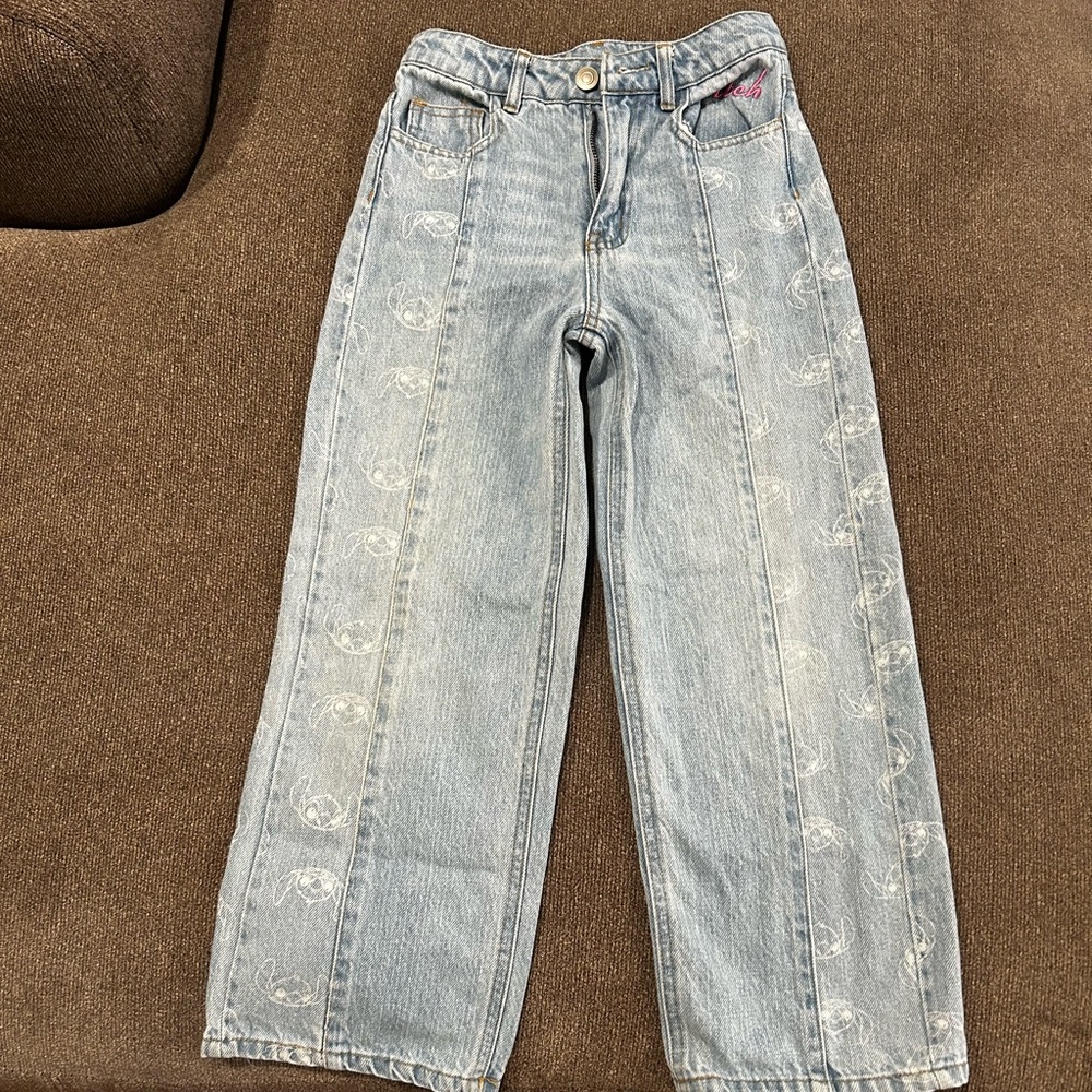 LILO stitch light blue jeans, kids size 7-8